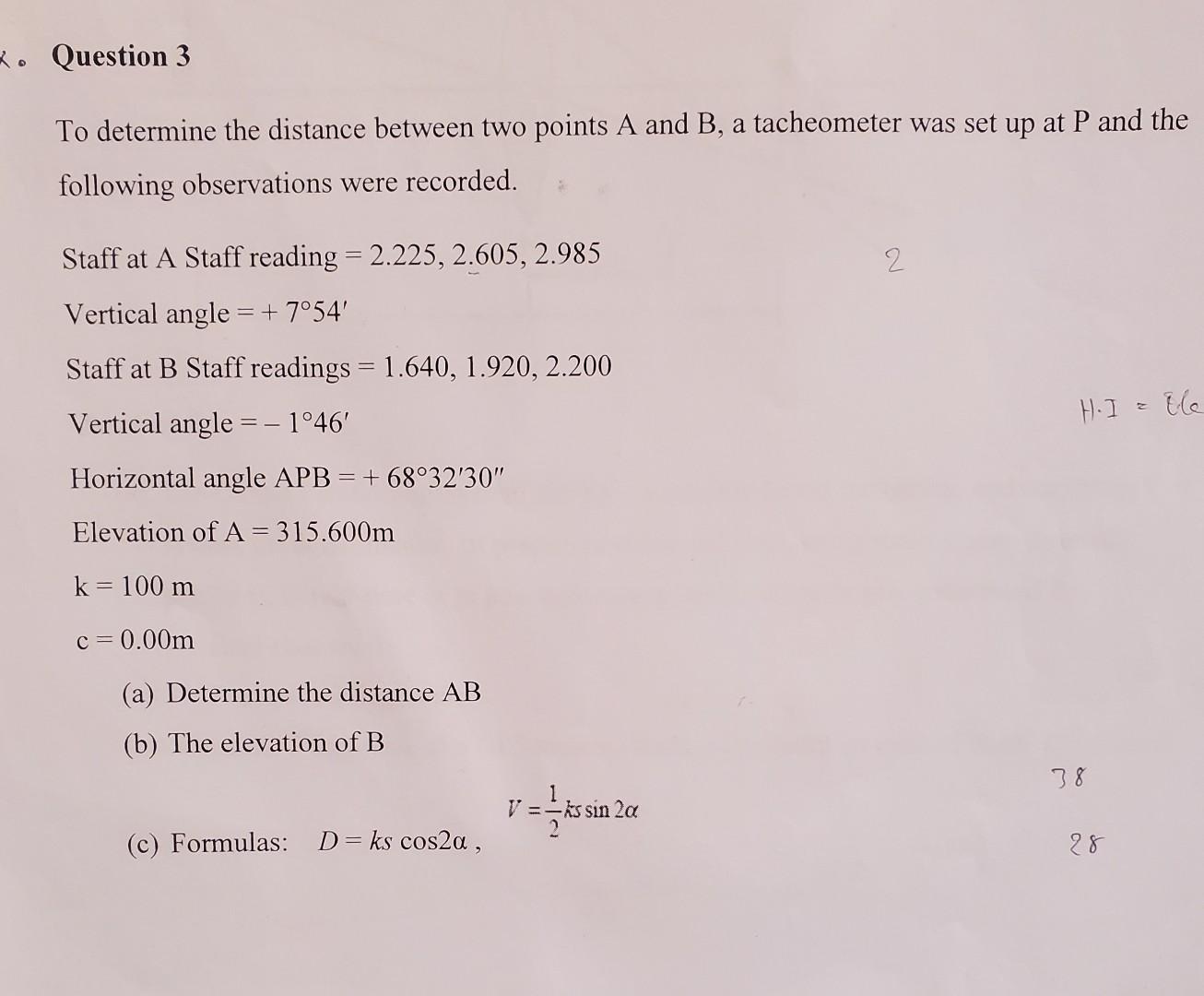 Solved To Determine The Distance Between Two Points A And B, | Chegg.com