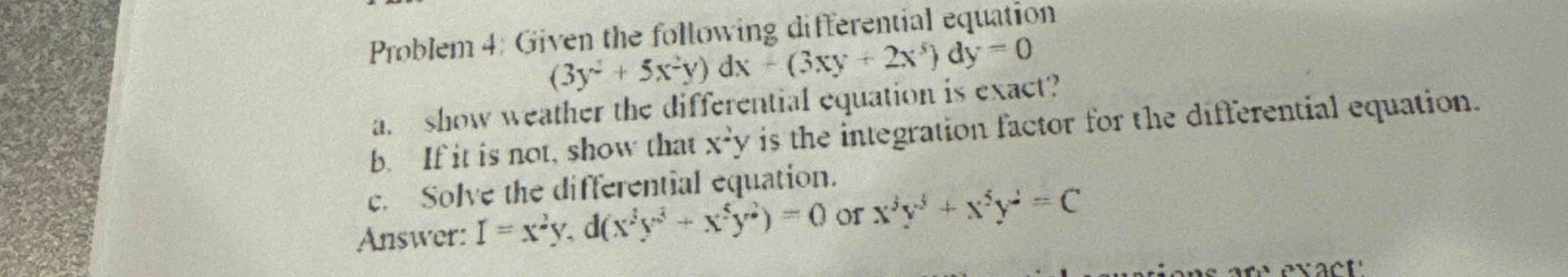 Solved Problem 4: Given the following differential equation | Chegg.com