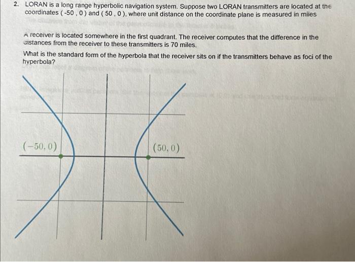 Solved LORAN is a long range hyperbolic navigation system.