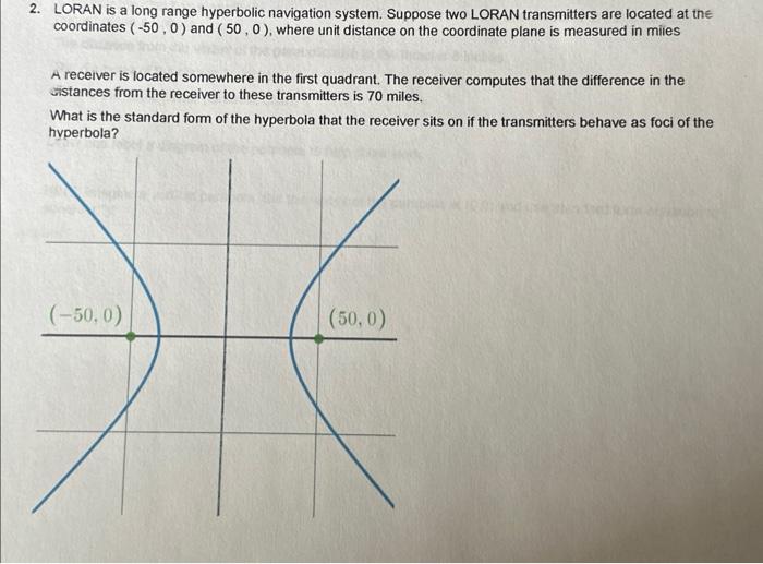 Solved LORAN is a long range hyperbolic navigation system. | Chegg.com