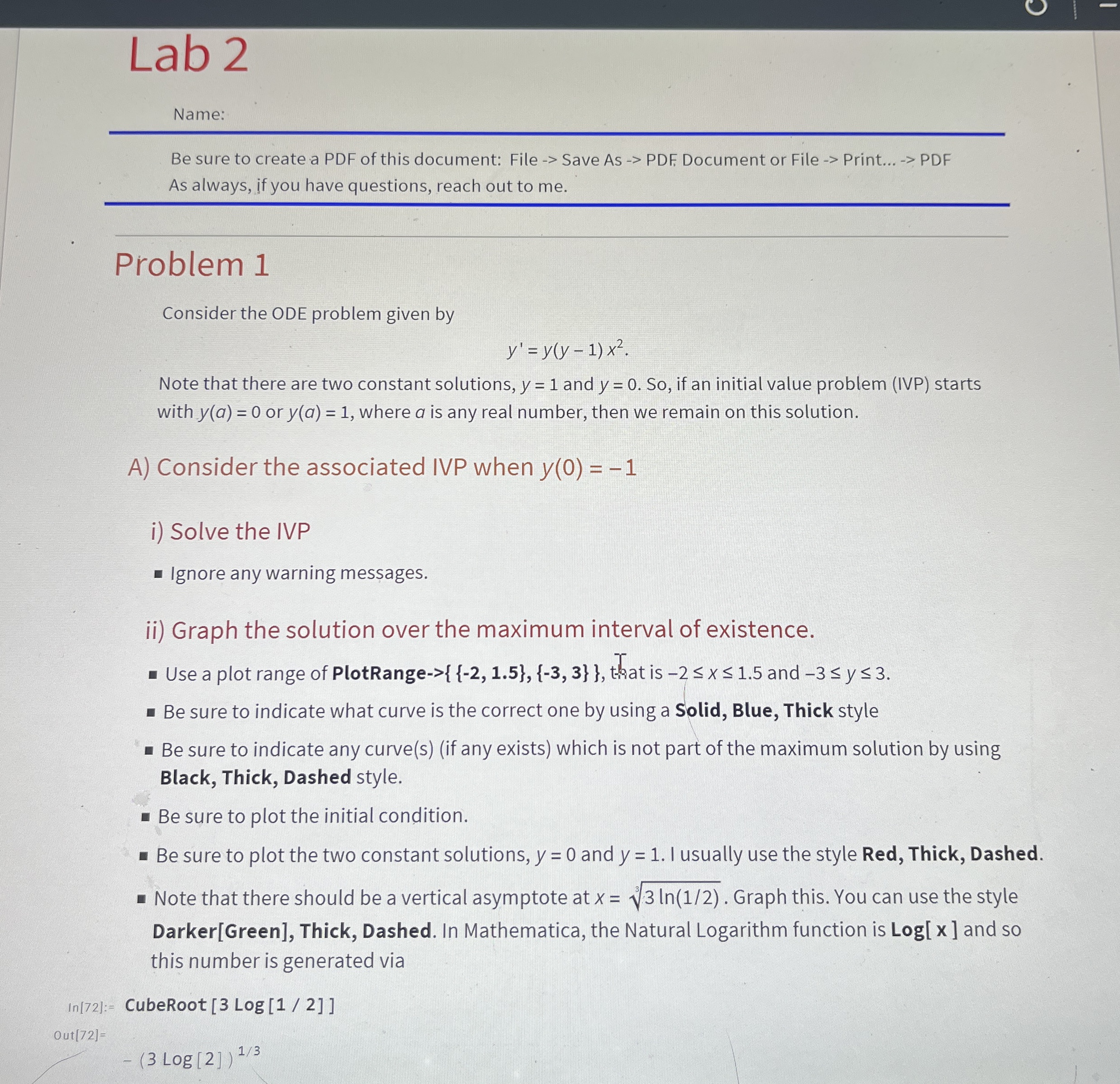 Solved Lab 2Name:Be sure to create a PDF of this document: | Chegg.com