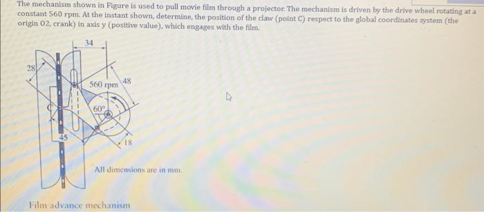 Solved The mechanism shown in Figure is used to pull movie | Chegg.com