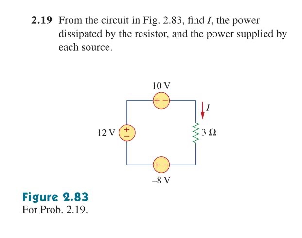 Solved 2.19 From the circuit in Fig. 2.83, find 1, the power | Chegg.com