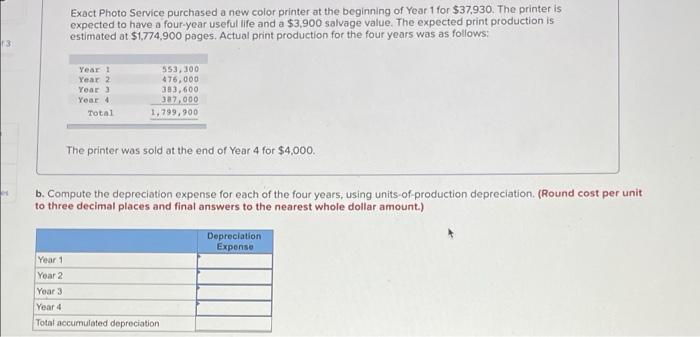 Solved Exact Photo Service purchased a new color printer at | Chegg.com