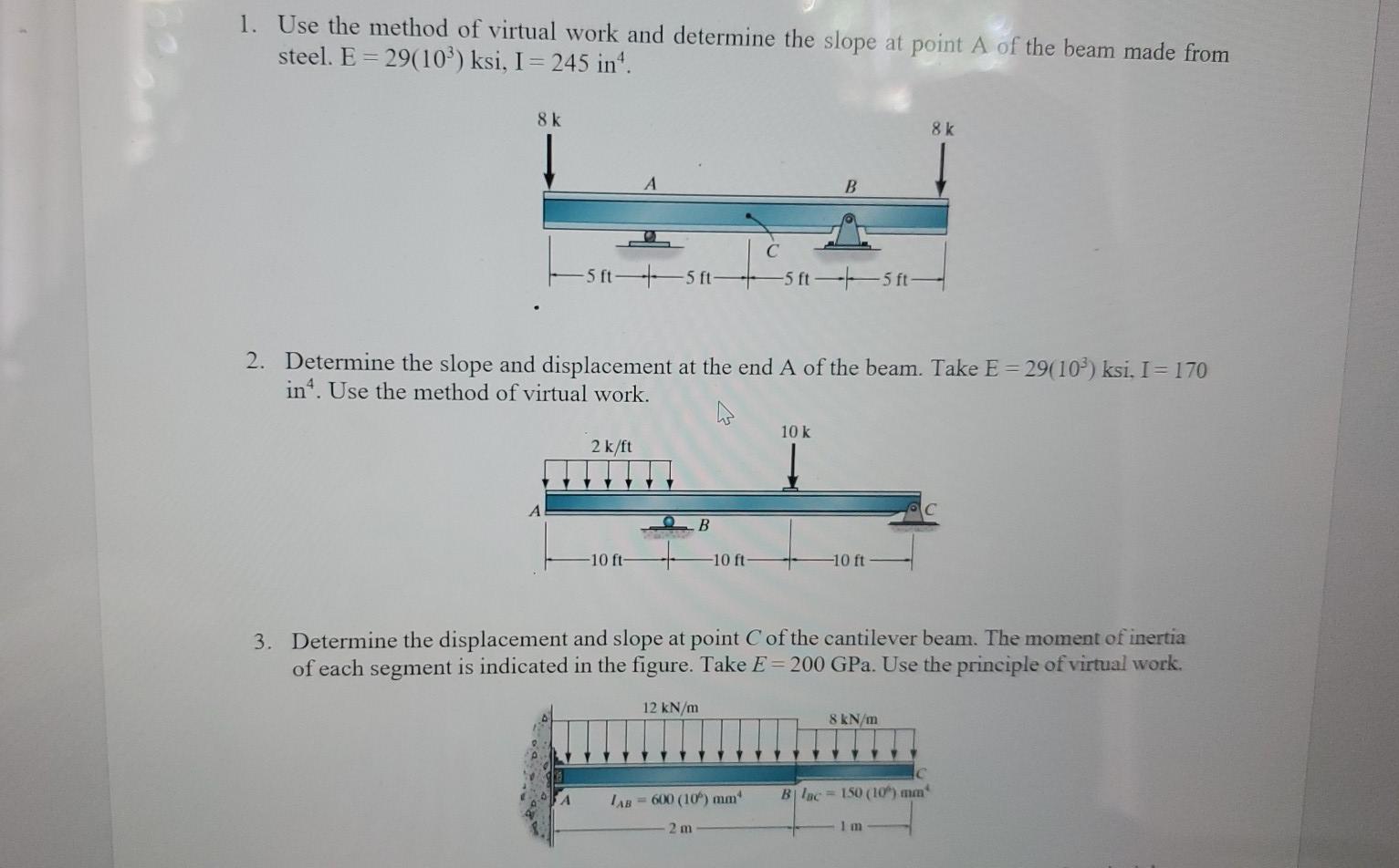 Solved 1. Use the method of virtual work and determine the | Chegg.com