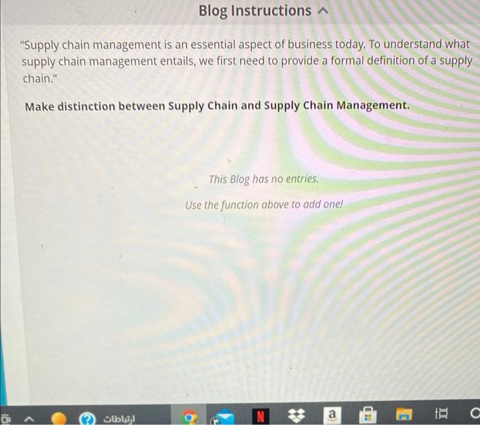 Solved Blog Instructions "Supply Chain Management Is An | Chegg.com