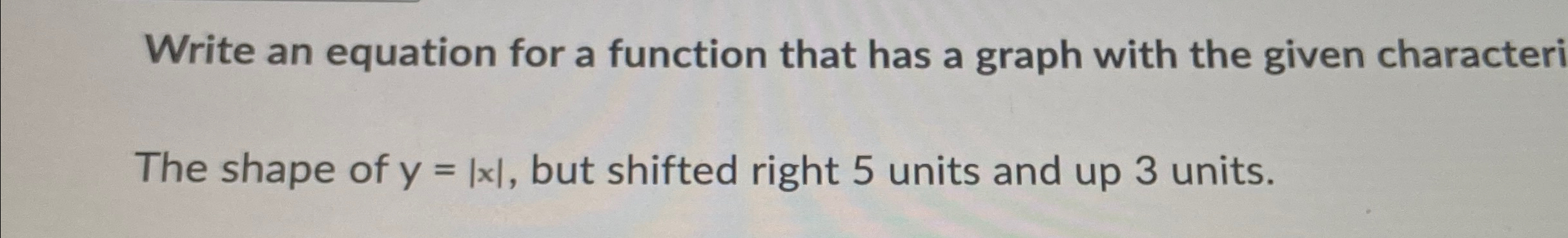 Solved Write an equation for a function that has a graph | Chegg.com