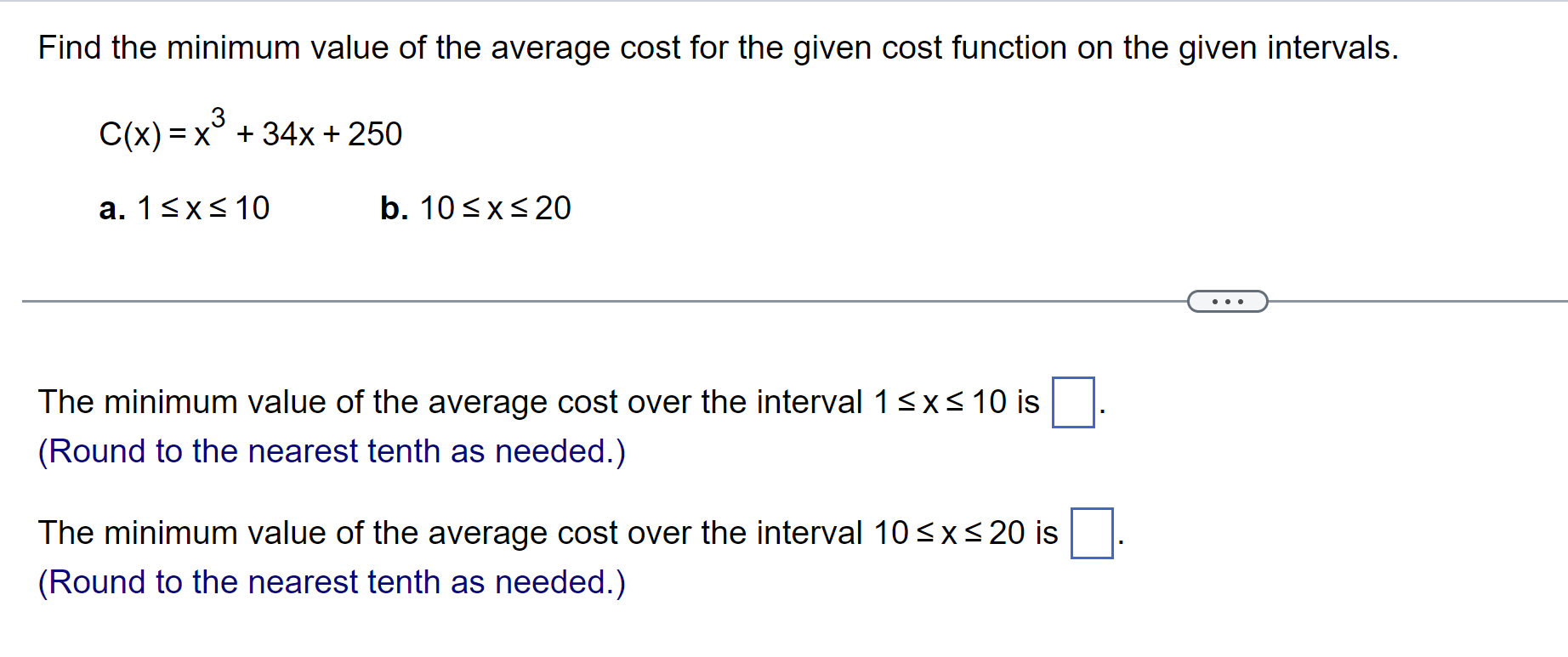 Solved find the minimum value of the average cost for the chegg