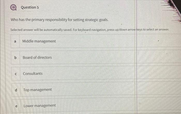 Solved Who Has The Primary Responsibility For Setting | Chegg.com