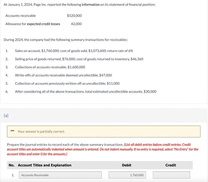 At January 1 2024 Page Inc Reported The Following Chegg Com   Image