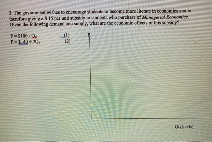 Solved 3. The government wishes to encourage students to | Chegg.com