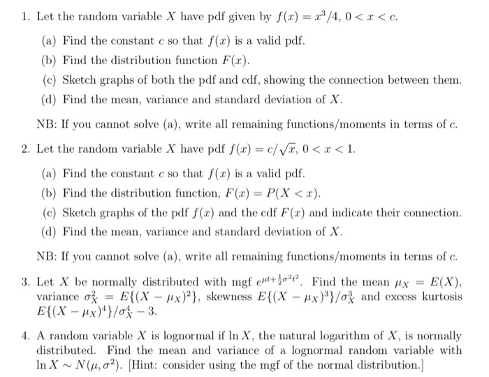 Solved 1. Let the random variable X have pdf given by f(x) = | Chegg.com