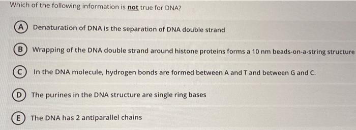 Solved Which of the following information is not true for | Chegg.com