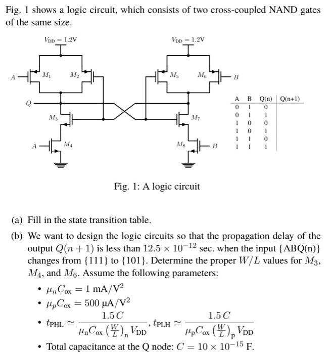 Fig. 1 shows a logic circuit, which consists of two | Chegg.com