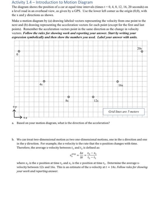 Activity 1.2 - One Dimensional Motion Please view the | Chegg.com