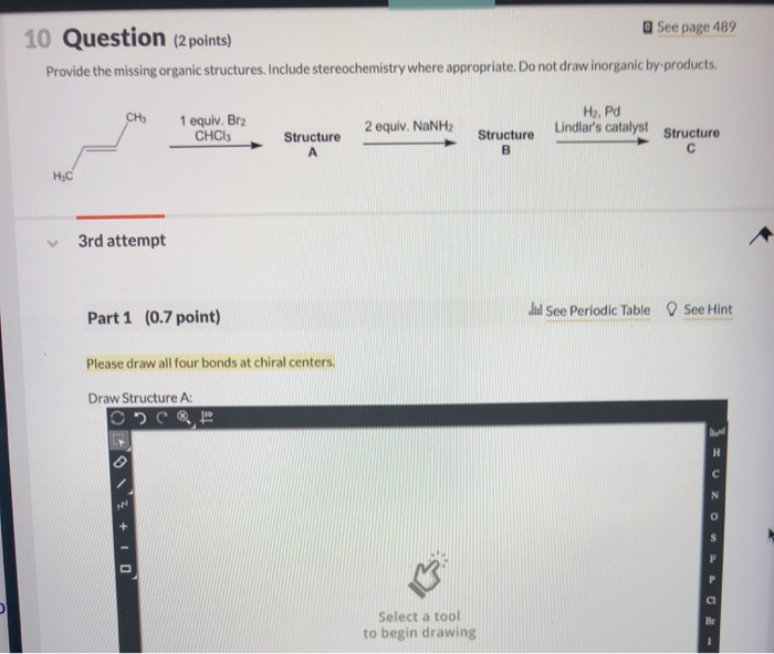 Solved 10 Question (2 points) See page 489 Provide the | Chegg.com