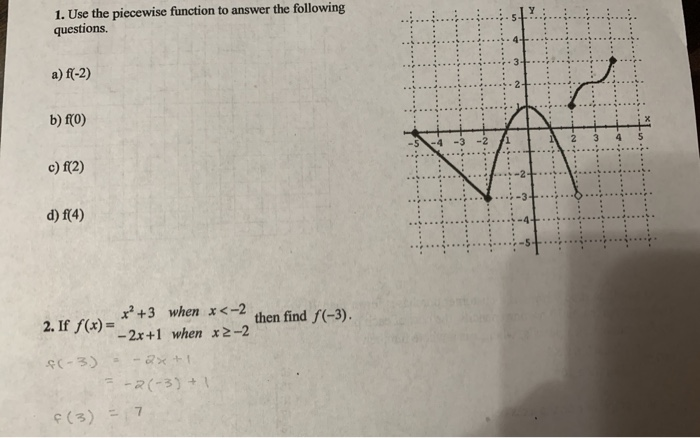 Solved 1. Use the piecewise function to answer the following | Chegg.com