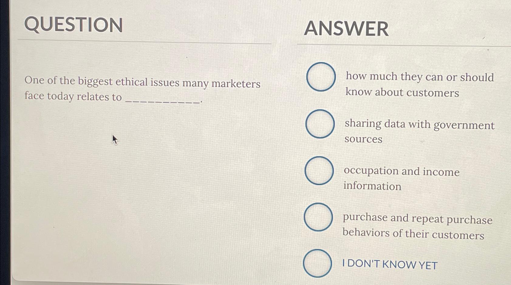 Solved QUESTIONANSWEROne of the biggest ethical issues many | Chegg.com