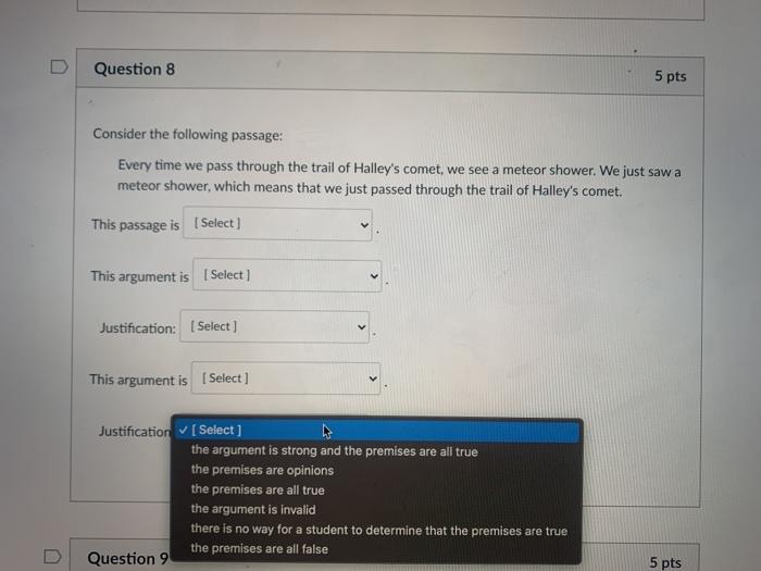 Solved Question 8 5 pts Consider the following passage: | Chegg.com