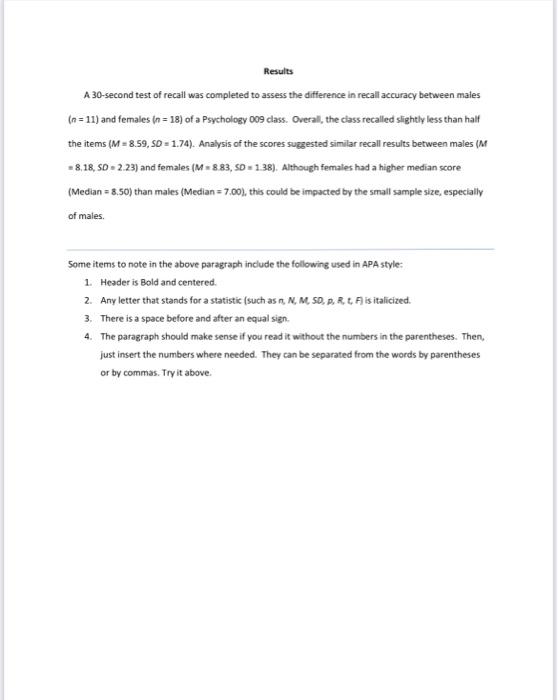 Solved A 30-second test of recall was completed to assess | Chegg.com