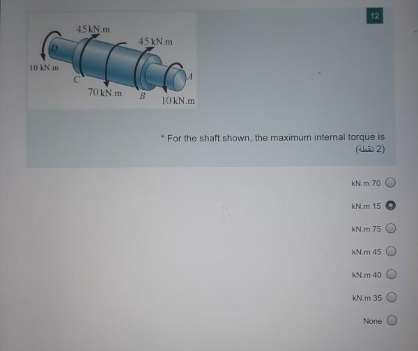 Solved 12 45kN m 45 kN.mn 10 kN. 70 kN m B 10 kNm * For the | Chegg.com