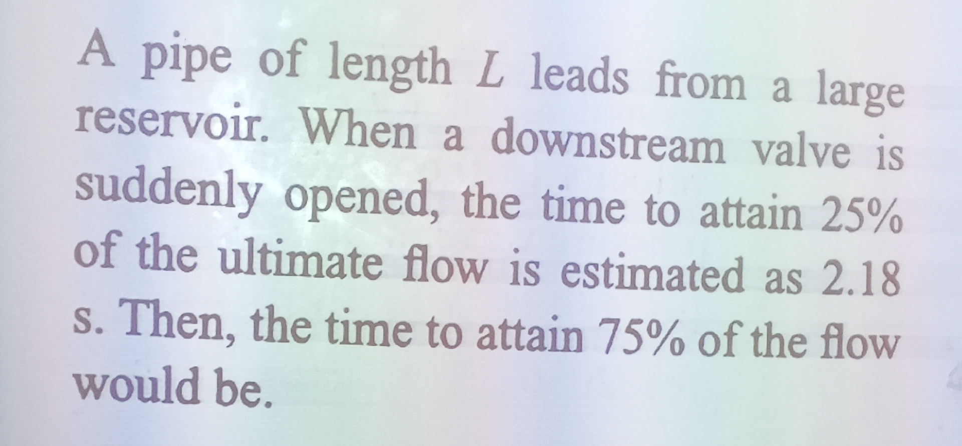 Solved A pipe of length L ﻿leads from a large reservoir. | Chegg.com