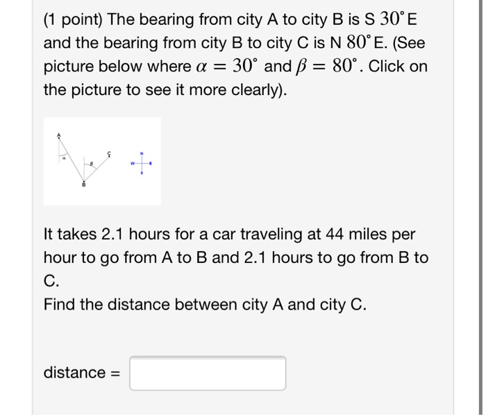 Solved 1 Point The Bearing From City A To City B Is S 3 Chegg Com