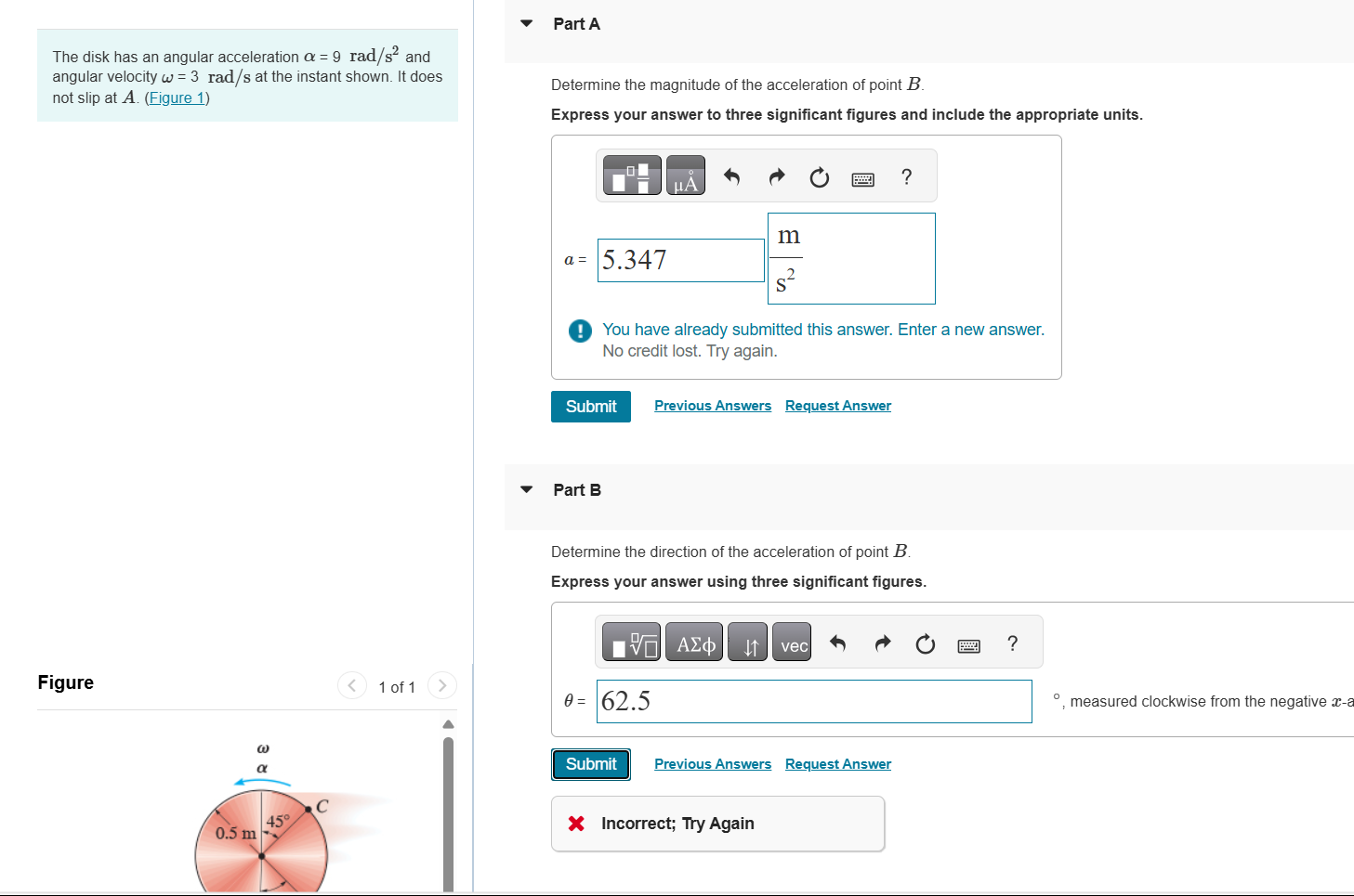 Solved The disk has an angular acceleration αα = 9 | Chegg.com