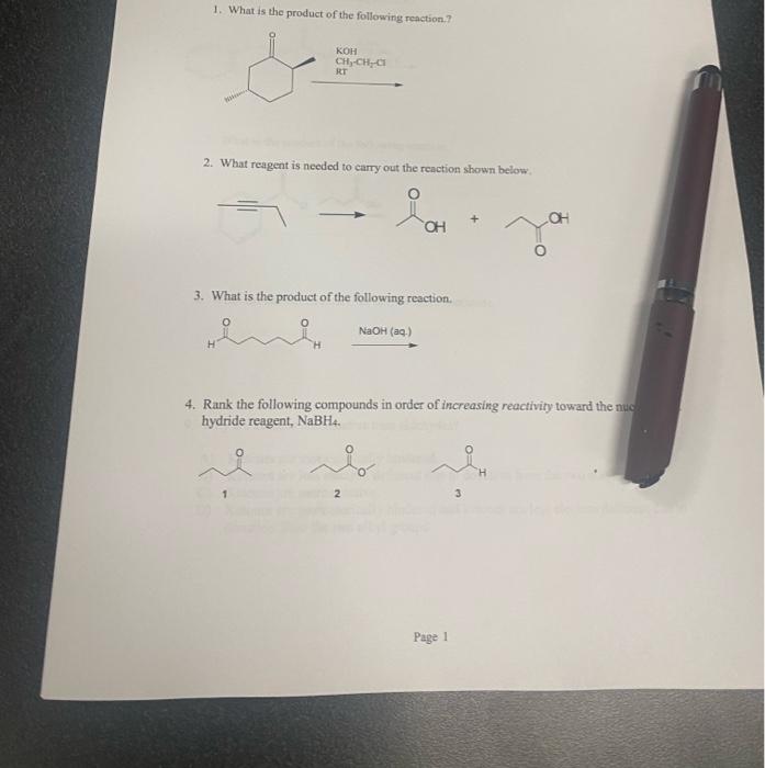 1. What Is The Product Of The Following Reaction? KOH | Chegg.com