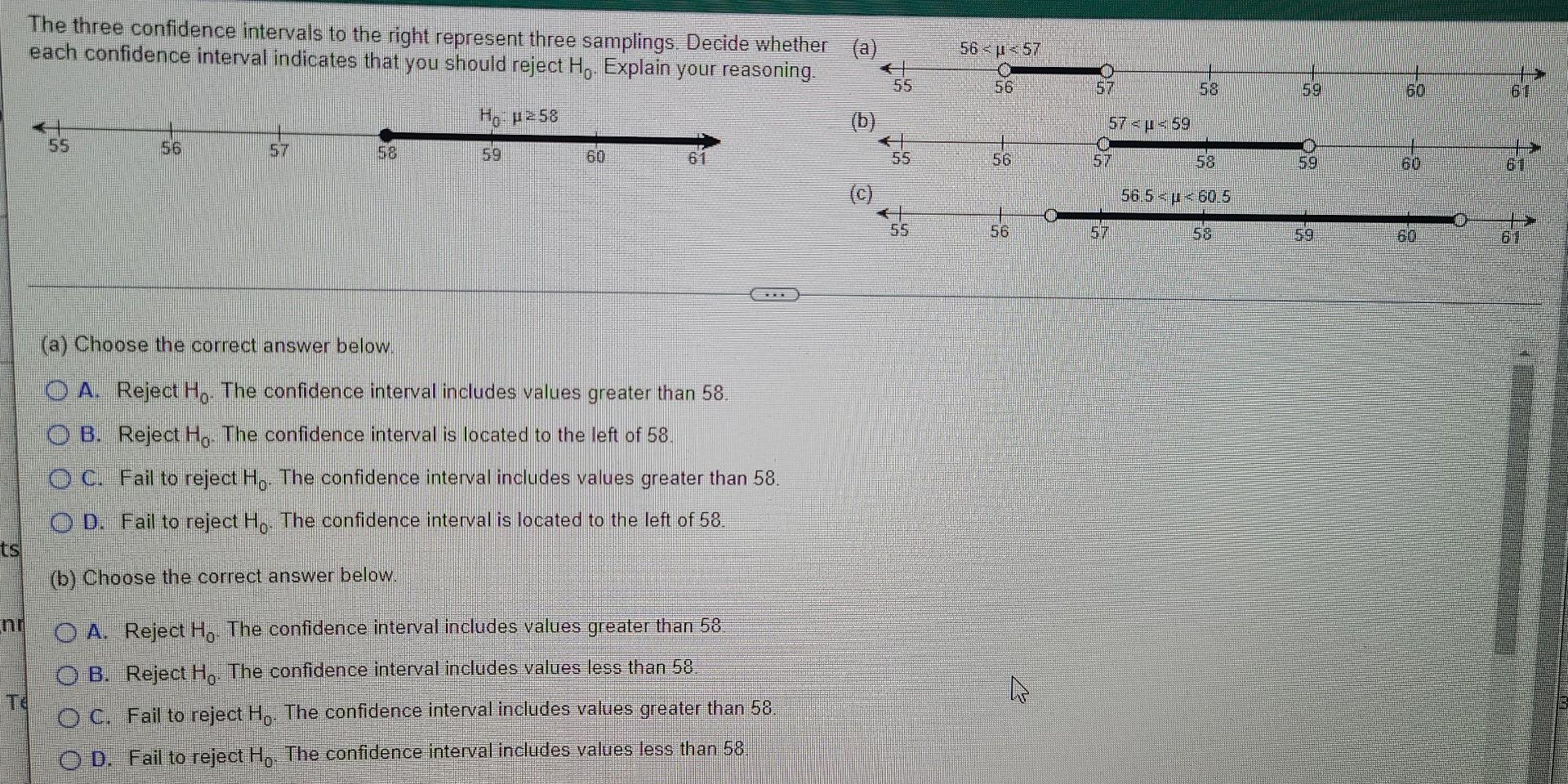 Solved The three confidence intervals to the right represent | Chegg.com