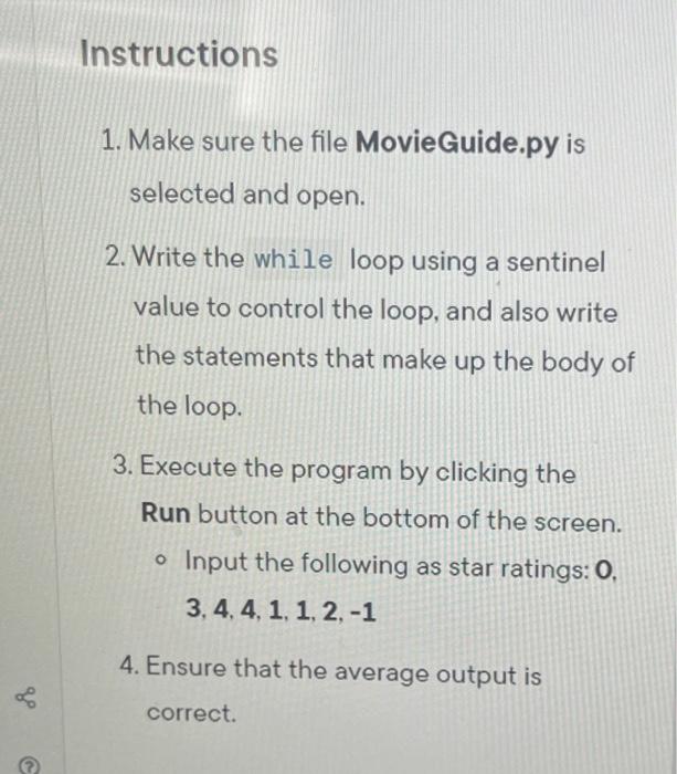 Solved 1. Make sure the file MovieGuide.py is selected and | Chegg.com