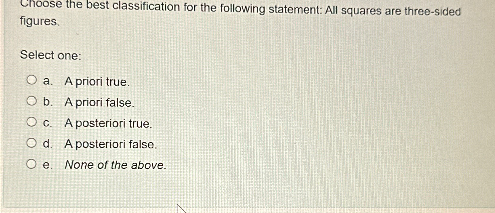 Solved Choose the best classification for the following | Chegg.com