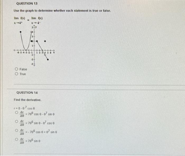 Solved Use the graph to determine whether each statement is | Chegg.com