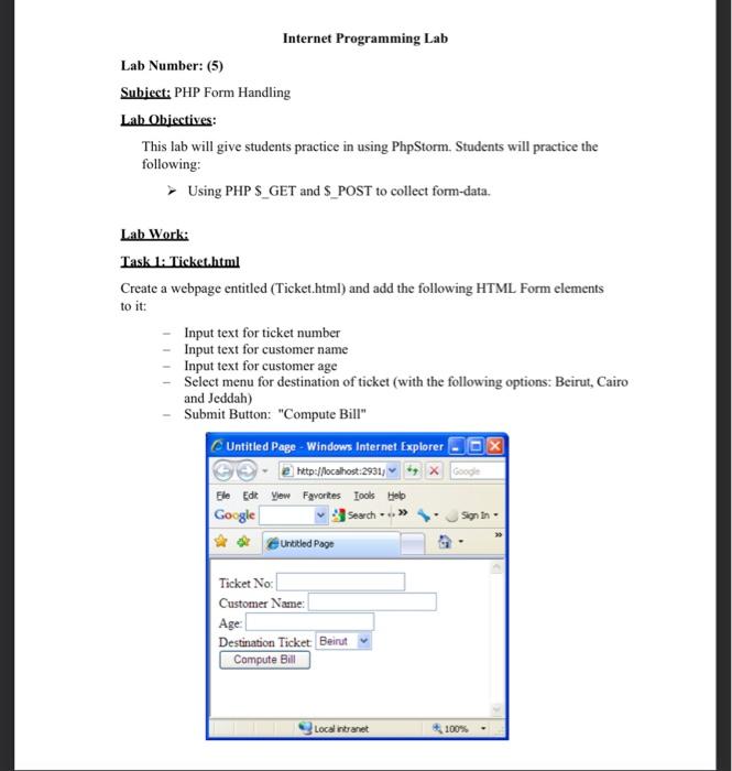 Solved Internet Programming Lab Lab Number: (5) Subject: PHP | Chegg.com