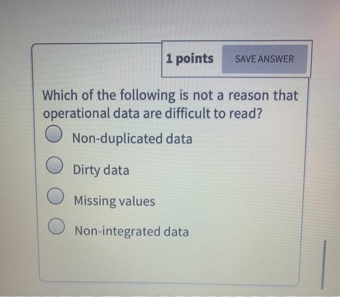 Solved 1 points SAVE ANSWER Which of the following is not a | Chegg.com