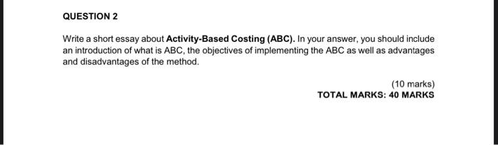 activity based costing essay