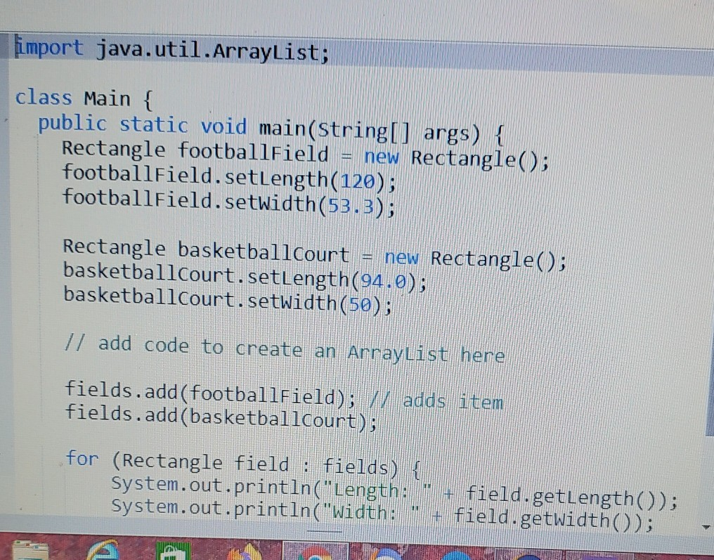 Solved Write the code for class Rectangle under class Main. | Chegg.com