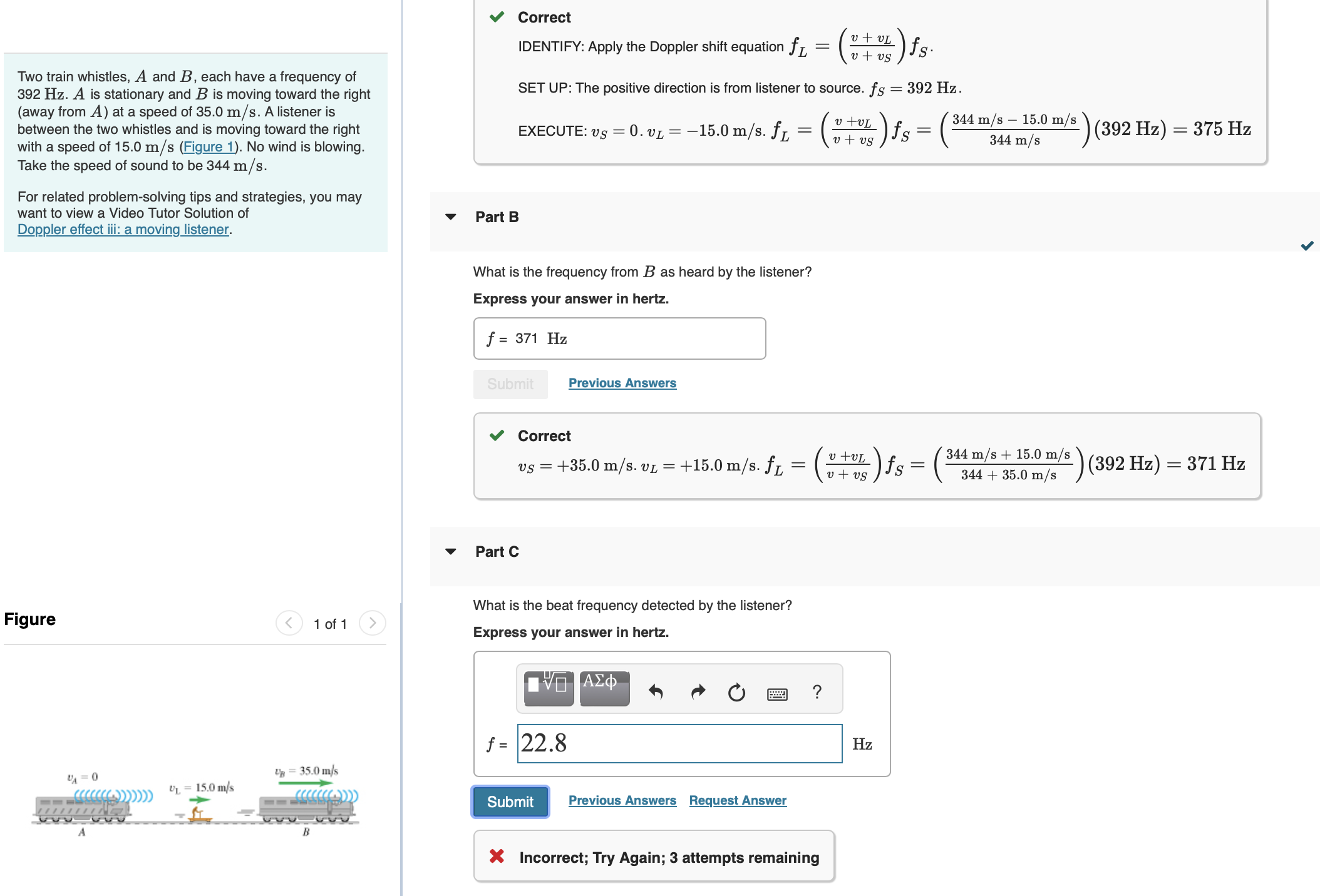 Solved CorrectIDENTIFY: Apply the Doppler shift equation | Chegg.com