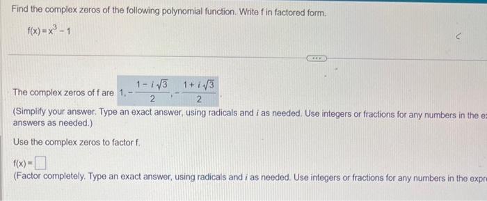 solved-find-the-complex-zeros-of-the-following-polynomial-chegg