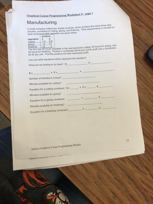 Solved Graphical Linear Programming Worksheet 3 page | Chegg.com