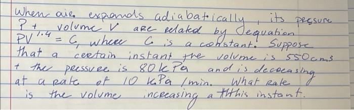 Solved ?+ When air expands adiabatically its Presure volume | Chegg.com