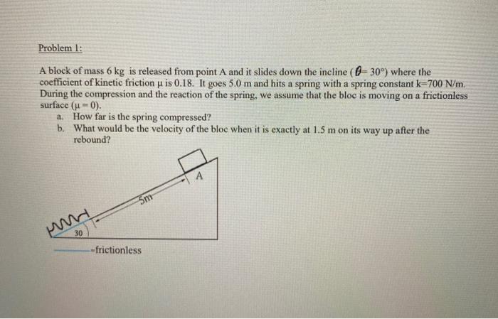 Solved Problem 1: A Block Of Mass 6 Kg Is Released From | Chegg.com