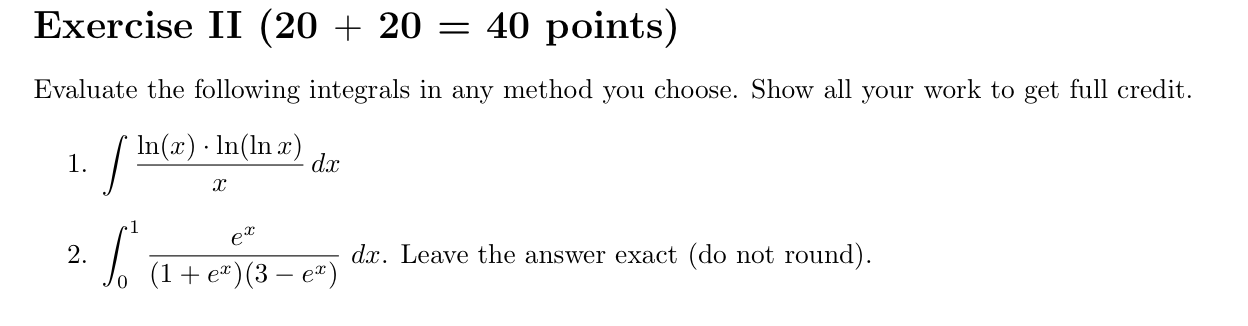 Solved I need help with question 2 ﻿please!! Exercise II | Chegg.com