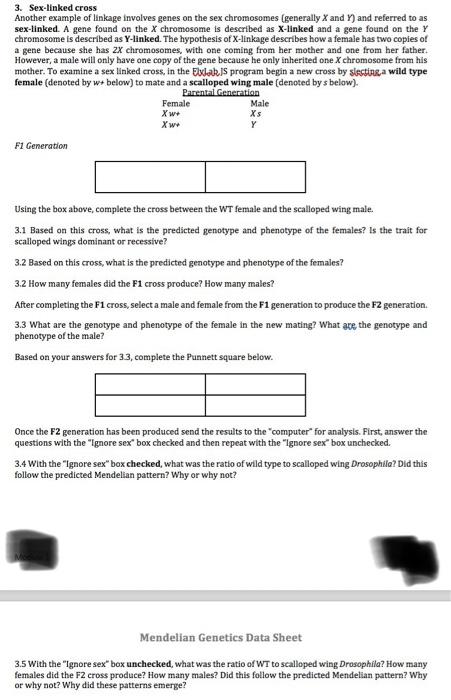 Solved 3 Sex Linked Cross Another Example Of Linkage