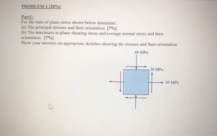 Solved PROBLEM 4 20% Part1: For the state of plane stress | Chegg.com