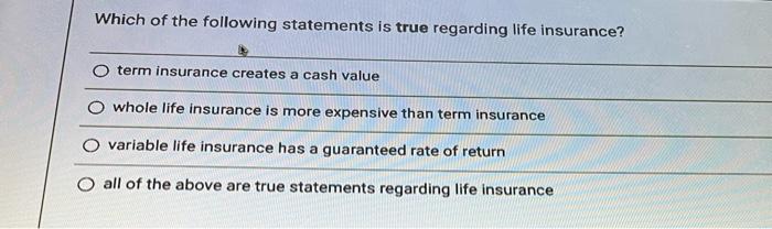 Solved Which of the following statements is true regarding | Chegg.com