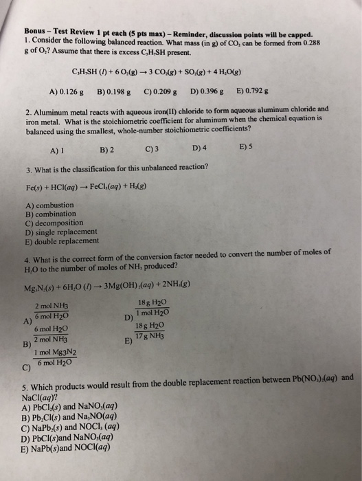 Solved Bonus - Test Review 1 pt each (5 pts max) - Reminder, | Chegg.com