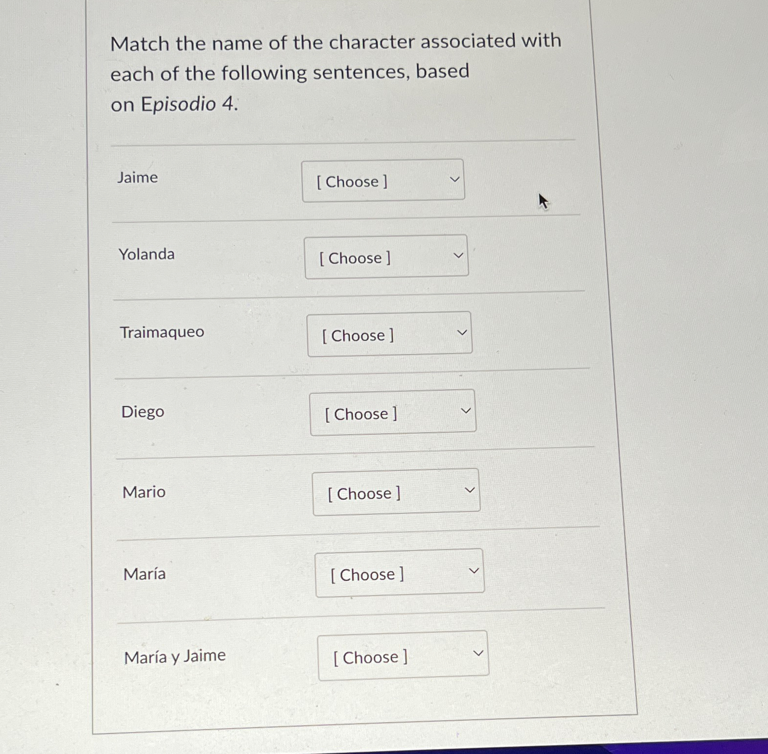 Match the name of the character associated with each | Chegg.com