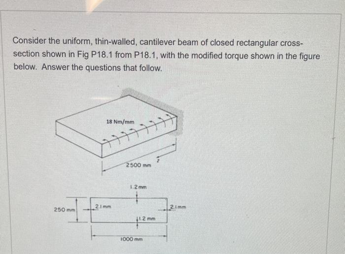Solved Consider The Uniform Thin Walled Cantilever Beam Of Chegg Com