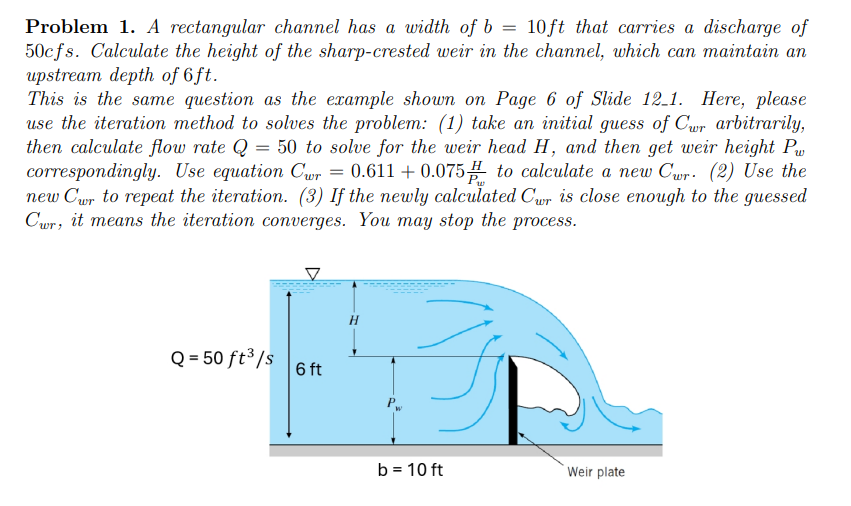 Solved Problem 1. ﻿A rectangular channel has a width | Chegg.com